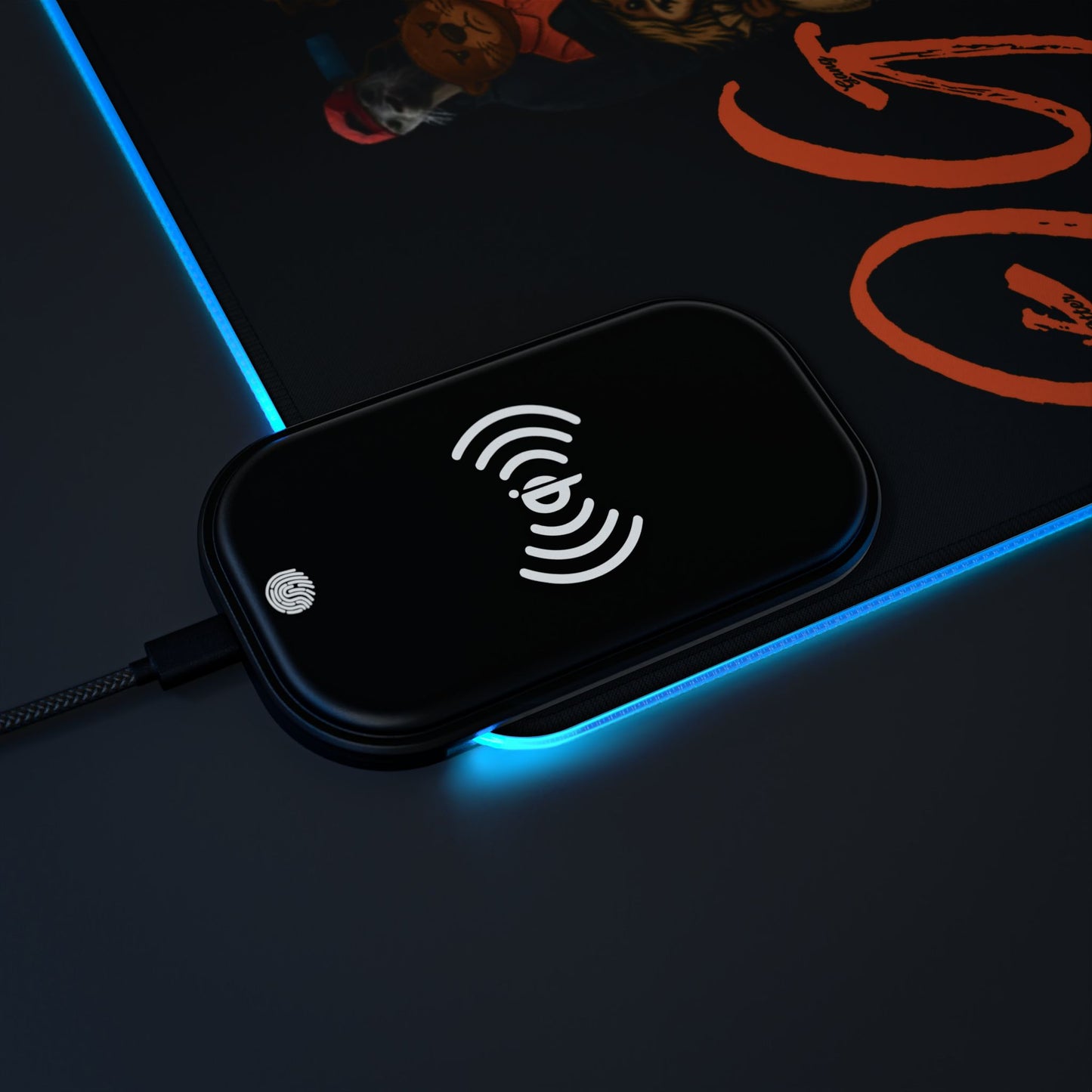 LED Gaming Mouse Pad, Wireless Charging Otter Family DESK MATT