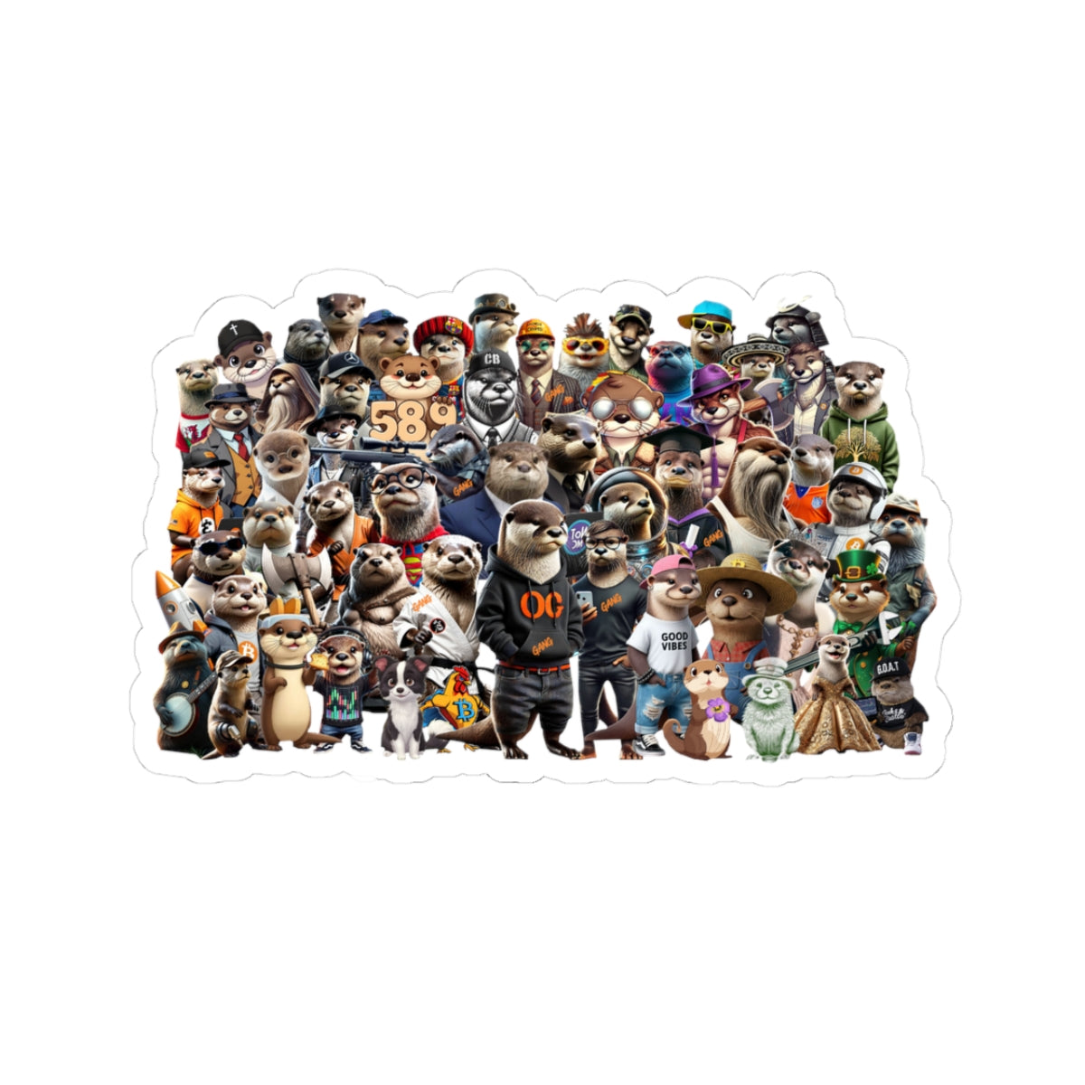OTTER GANG FAMILY PHOTO STICKER