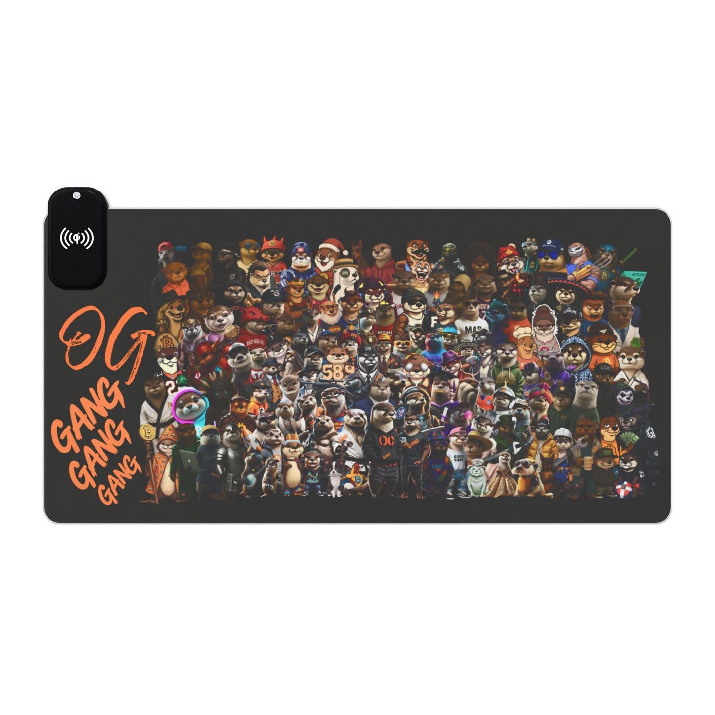 LED Gaming Mouse Pad, Wireless Charging Otter Family DESK MATT